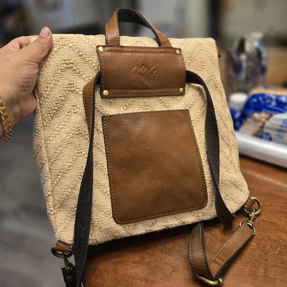 Patricia Nash Stylish Tan Backpack with Brown Accents - Picture 6 of 11